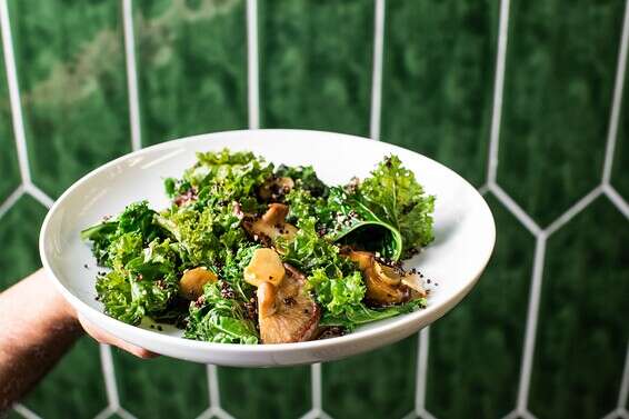 מקבל באהבה תיבול אסיאתי. סלט קייל ופטריות שיטאקי, ג'ינג'ר, שומשום וסויה // צילום וסטיילינג: איתיאל ציון